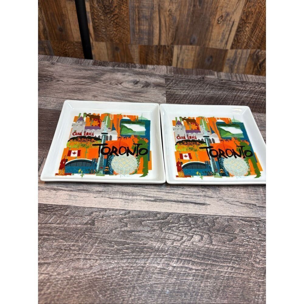 Crate And Barrel Toronto Square Plates Set 2 Casa Loma CN Tower